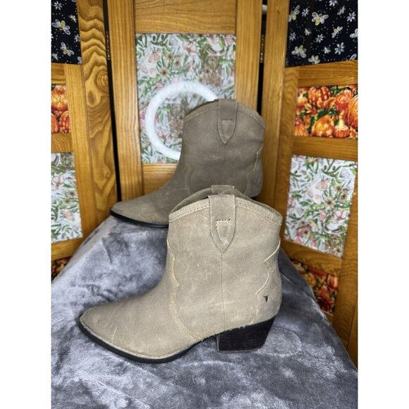 Windsor Smith Vintage Tan Suede Leather Ankle Boots Western Cowgirl Boho Sz 7 - Picture 2 of 9